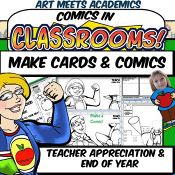 Preview of Teacher Appreciation and EOY Cards and Comics Kit!