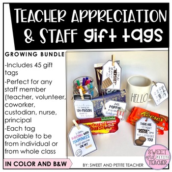 Preview of Teacher Appreciation and Staff Gift Tags - GROWING BUNDLE
