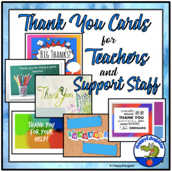 Preview of Teacher Appreciation and Staff Thank You Cards - Editable
