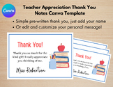 Teacher Appreciation Thank You Notes, Editable Canva Templ