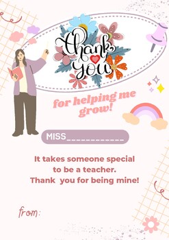 Preview of Teacher Appreciation, personalized thank you, Printable sign, Digital