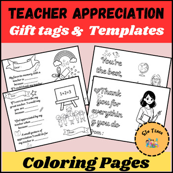 Preview of Teacher Appreciation week, gift tags , Thank you templates ,Coloring pages