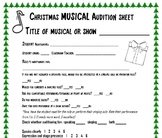 Christmas AUDITION Sheet for musicals and shows
