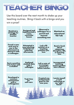 Preview of Teacher BINGO for faculty & staff- January, New Year