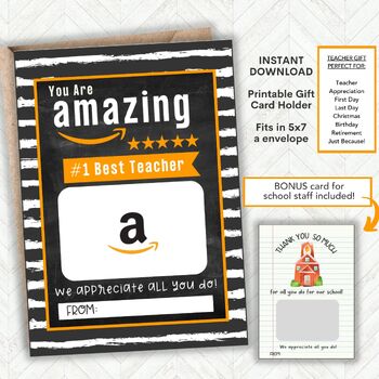 Teacher Back to School Gift - Amazon Teacher Appreciation Gift Card Holder