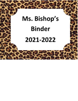 Preview of Teacher Binder Animal Print Template with white background and black font