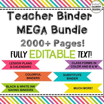 Preview of Editable Teacher Binder  & Substitute Binder Mega Bundle!!