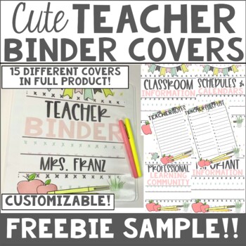 Preview of Teacher Binder Cover-Freebie Sample-Pretty Pastels!