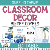 Teacher Binder Cover Pages and Spines | Surf Theme | Editable