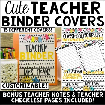 Preview of Teacher Binder Covers-Colorful and Fun-Customizable-Over 15 Covers AND MORE!!