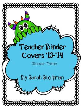 Preview of Teacher Binder Covers (Monster Theme)