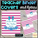 Teacher Binder Covers and Spines Editable floral striped