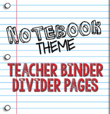 Teacher Binder Divider Pages: Notebook Paper Theme