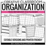 Teacher Binder - Editable Planner - Organizational Forms and Calendars