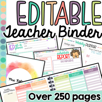 Preview of Teacher Binder (Editable Teacher Planner)