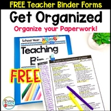 Teacher Binder Forms with Important Papers to Organize Pap