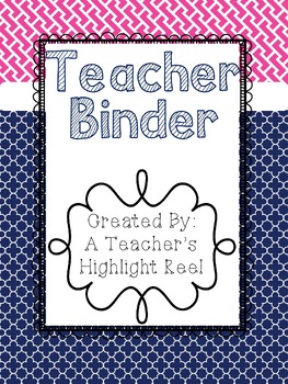 Preview of Teacher Binder Covers & Binder Spines - Mission Organization Navy & Pink