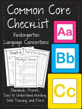 Preview of K Common Core Made Easy! Checklist, Easy to Understand, Prompts, Data Tracking!