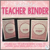 Editable Teacher Binder { Pink Bokeh } - Ultimate Teacher 