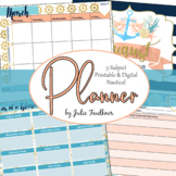 Teacher Planner for Three Preps, Nautical, Printable and Digital