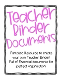 Teacher Binder Resources