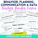 Teacher Binder Resources for Behavior, Data, Lesson Planni