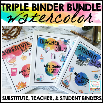 Preview of Teacher Binders Editable Watercolor 2019-2020