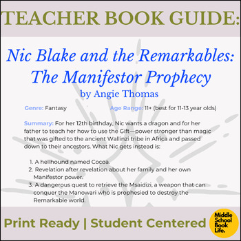 Preview of Teacher Book Guide: "Nic Blake and the Remarkables" by Angie Thomas