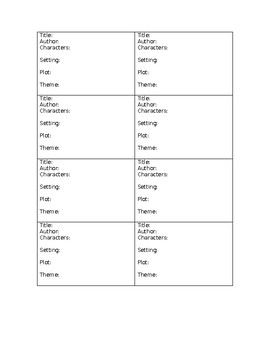 Preview of Teacher Book Reference Cards