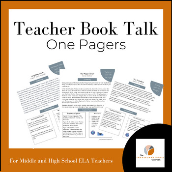 Preview of Teacher Book Talk One Pagers: Teacher Favorites