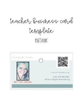 Preview of Teacher Business Card Template