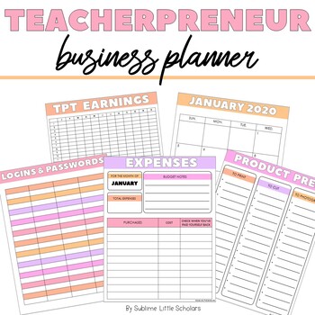 Teacher Business Planner By Sublime Little Scholars Tpt