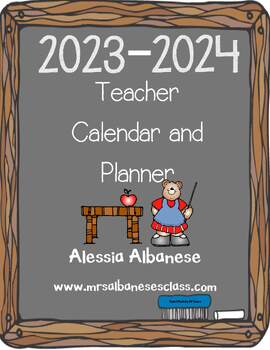 Preview of Teacher Calendar and Planner updated for 2023-2024 - EDITABLE!