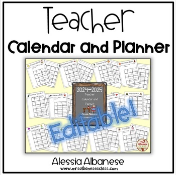 Preview of Teacher Calendar and Planner updated for 2023-2024 - EDITABLE!