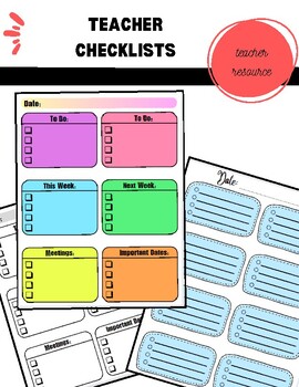 Preview of Teacher Checklist