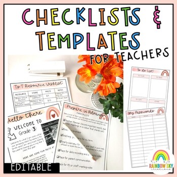 Preview of Teacher Checklists and forms | Back to School | Neutral Blush Rainbow