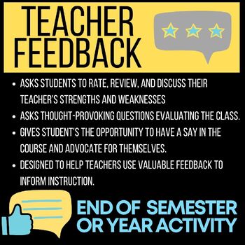 Preview of Teacher & Class Feedback Evaluation Worksheet PDF & Google Drive
