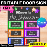 Teacher Classroom Door Sign Where are We Editable Office D