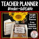 Teacher Planner Binder Calendar - Jungle Safari Theme - Editable