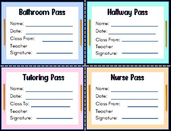 Preview of Teacher Classroom Passes