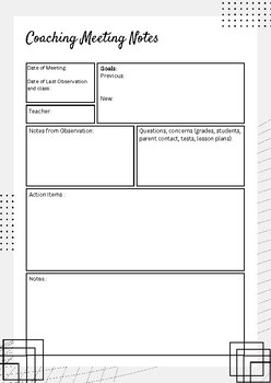 Preview of Teacher Coaching Agenda/Notes Template