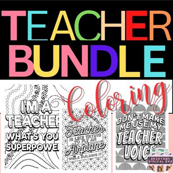 Preview of Teacher Coloring Pages Bundle for Adults - 21 Humorous & Jokes for Teachers