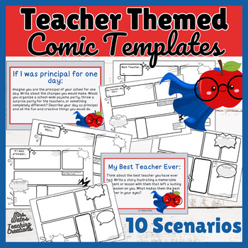 Preview of End of Year Activity & Teacher Comic Book Templates for Back to School
