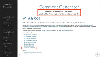 Preview of Teacher Comment Generator