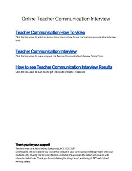 Preview of Teacher Communication Interview