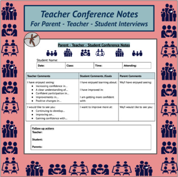 Preview of Teacher Conference Notes Editable x - Interviews - Administration - Goal Setting