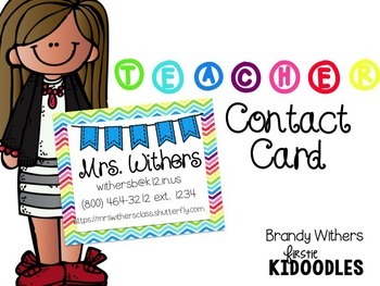 Preview of Editable Teacher Contact Card