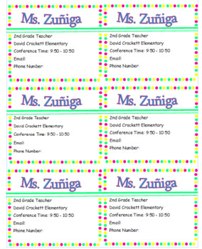 Preview of Teacher Contact Cards