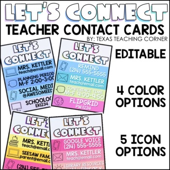 Preview of Teacher Contact Cards - EDITABLE