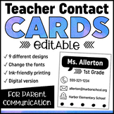 Teacher Contact Cards {Editable}